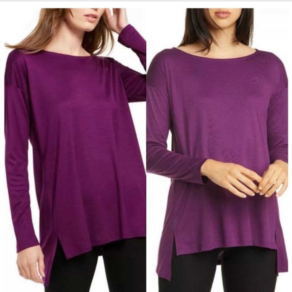 Eileen Fisher Purple Fuschia Tunic Jersey Long Sleeve Shirt XS